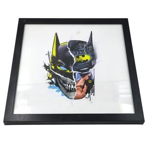 Framed Batman Dark Knight Head Face Collage Wall Decor Art 13x13" DC Comics